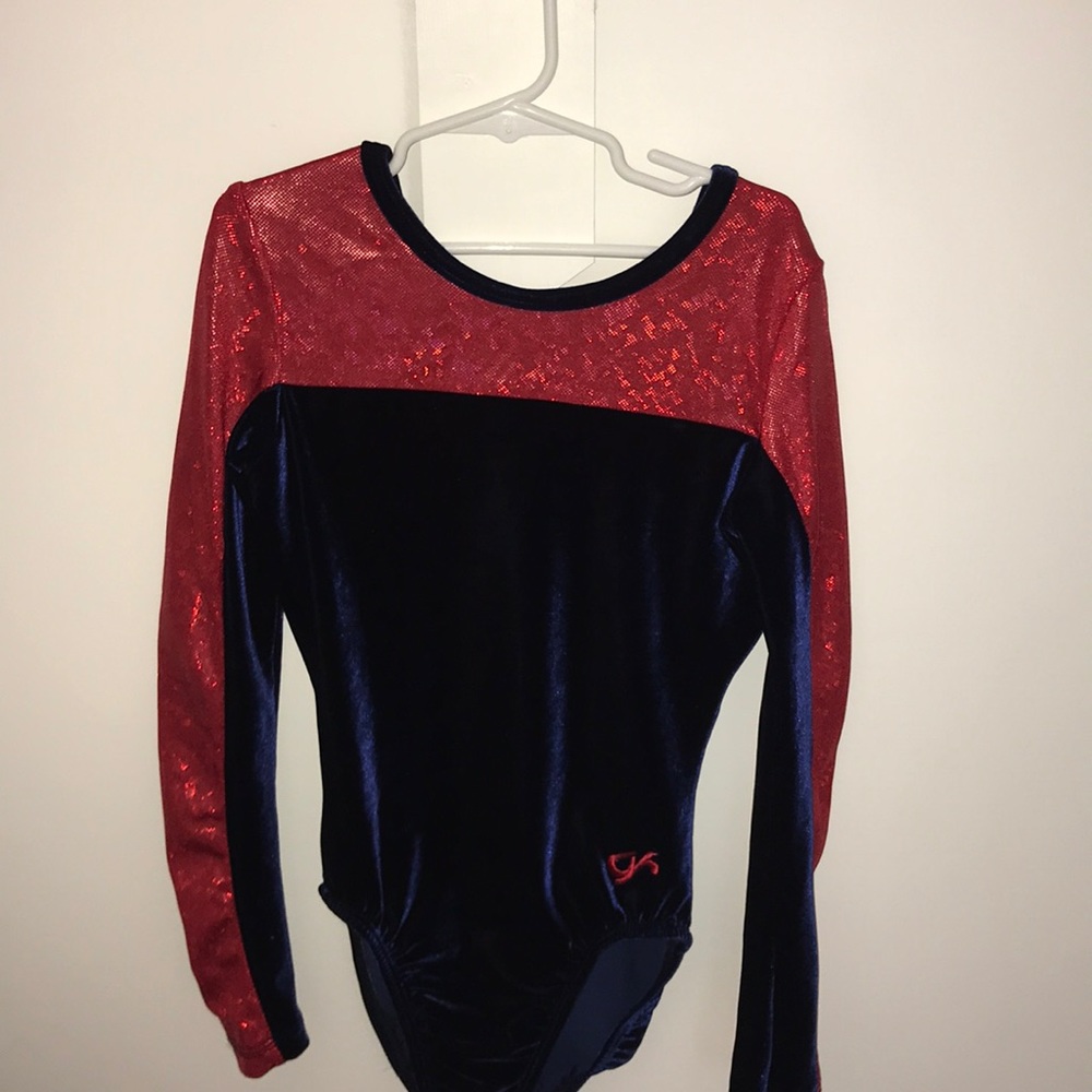 red and blue gk leotard